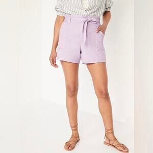 Old Navy Purple Belted High Waisted Twill Shorts Size Large New